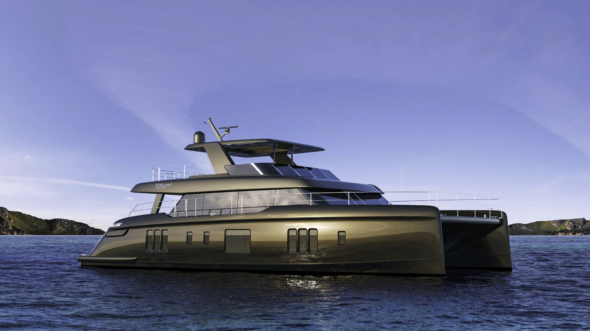 Luxury catamaran Sunreef 70 Power starboard view