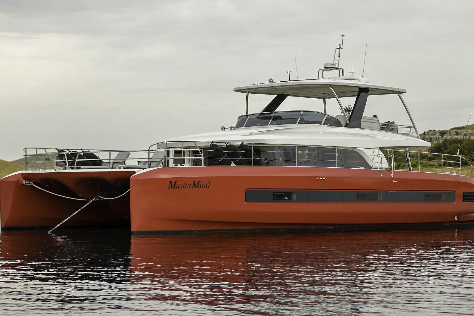 Luxury catamaran Lagoon Sixty 7 side view