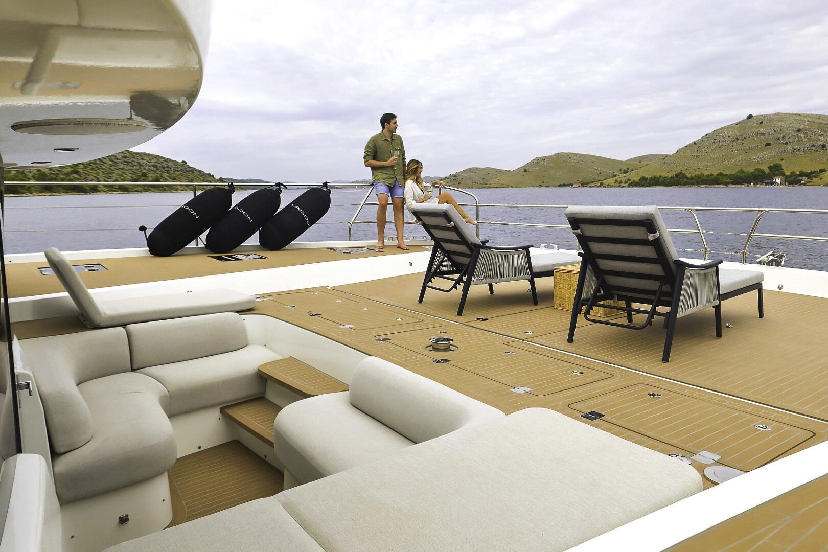 Lagoon Sixty 7 foredeck lounge area