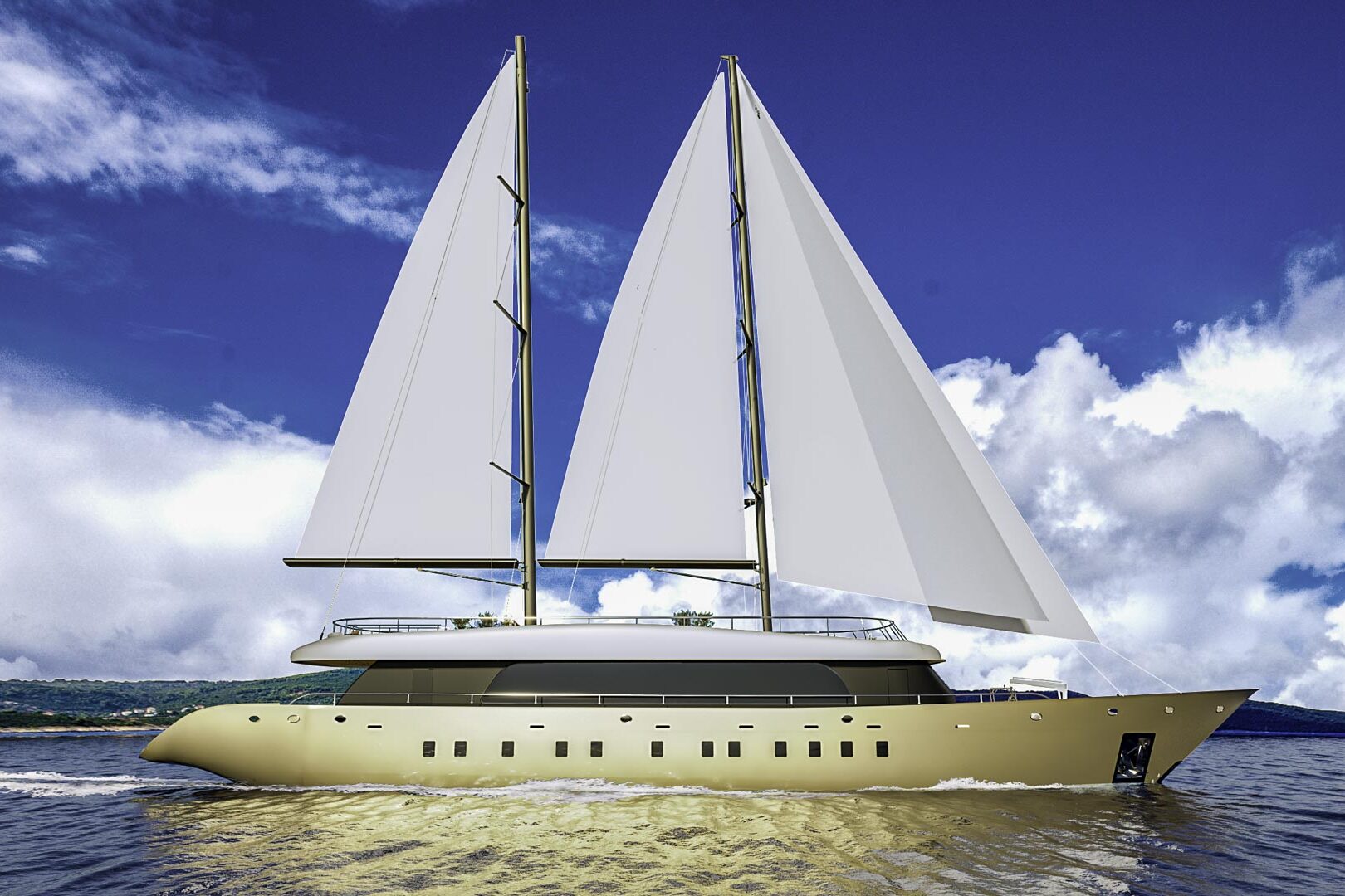 Luxury sailing yacht Anetta under sails