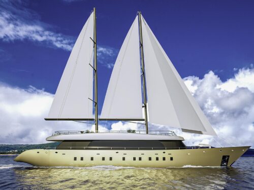Luxury sailing yacht Anetta under sails