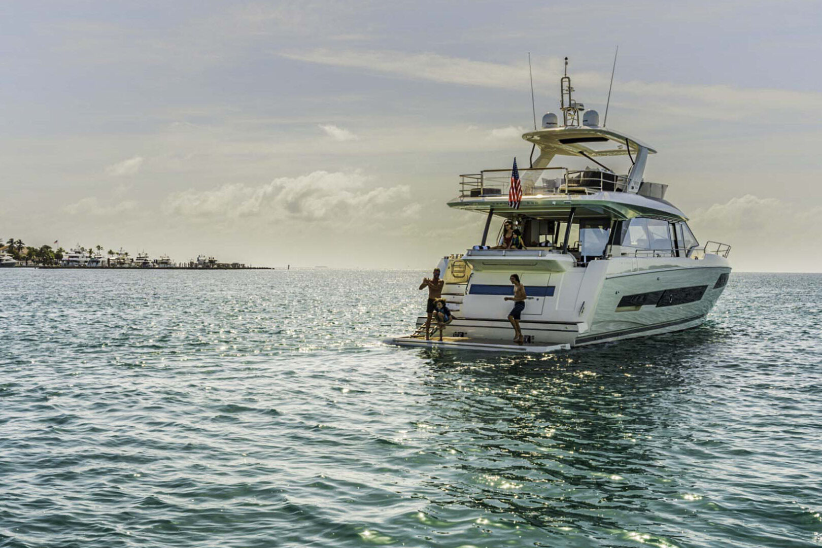 Luxury yacht Bazinga bathing platform