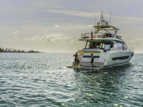 Luxury yacht Bazinga bathing platform