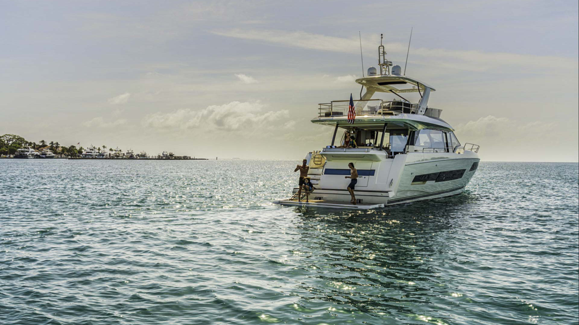 Luxury yacht Bazinga bathing platform