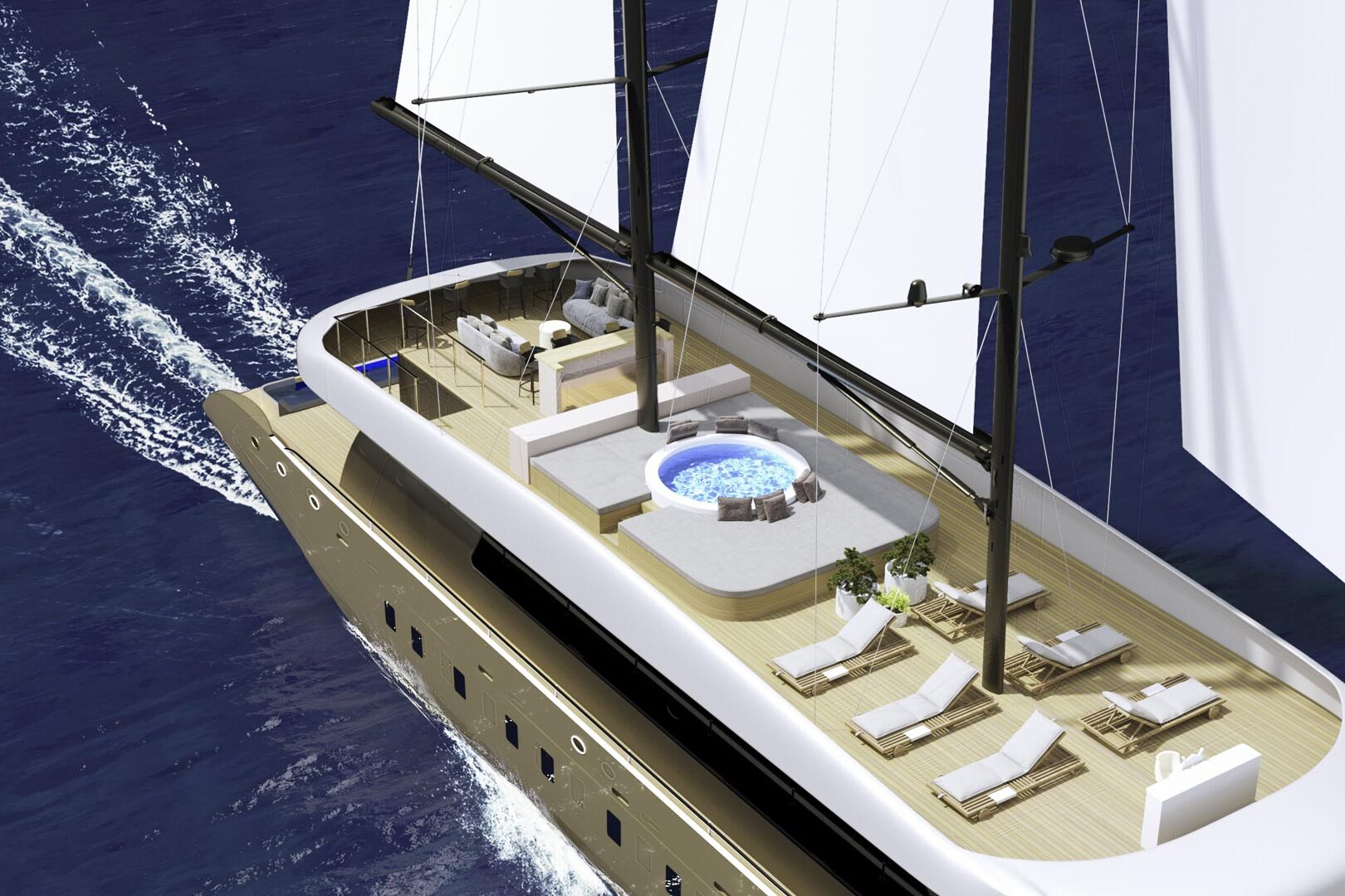 Luxury sailing yacht Anetta sundeck