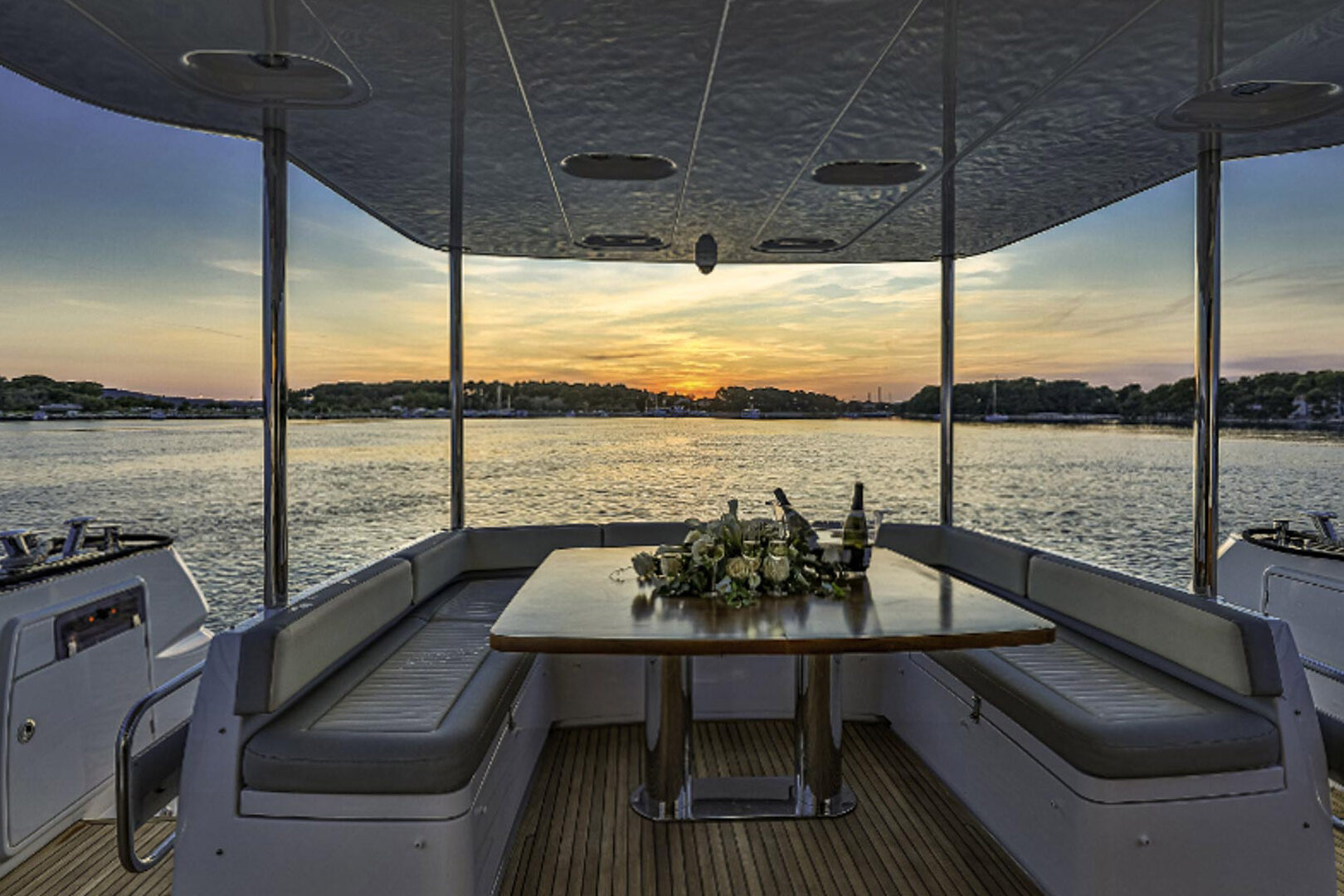 Luxury yacht Bollinger sunset