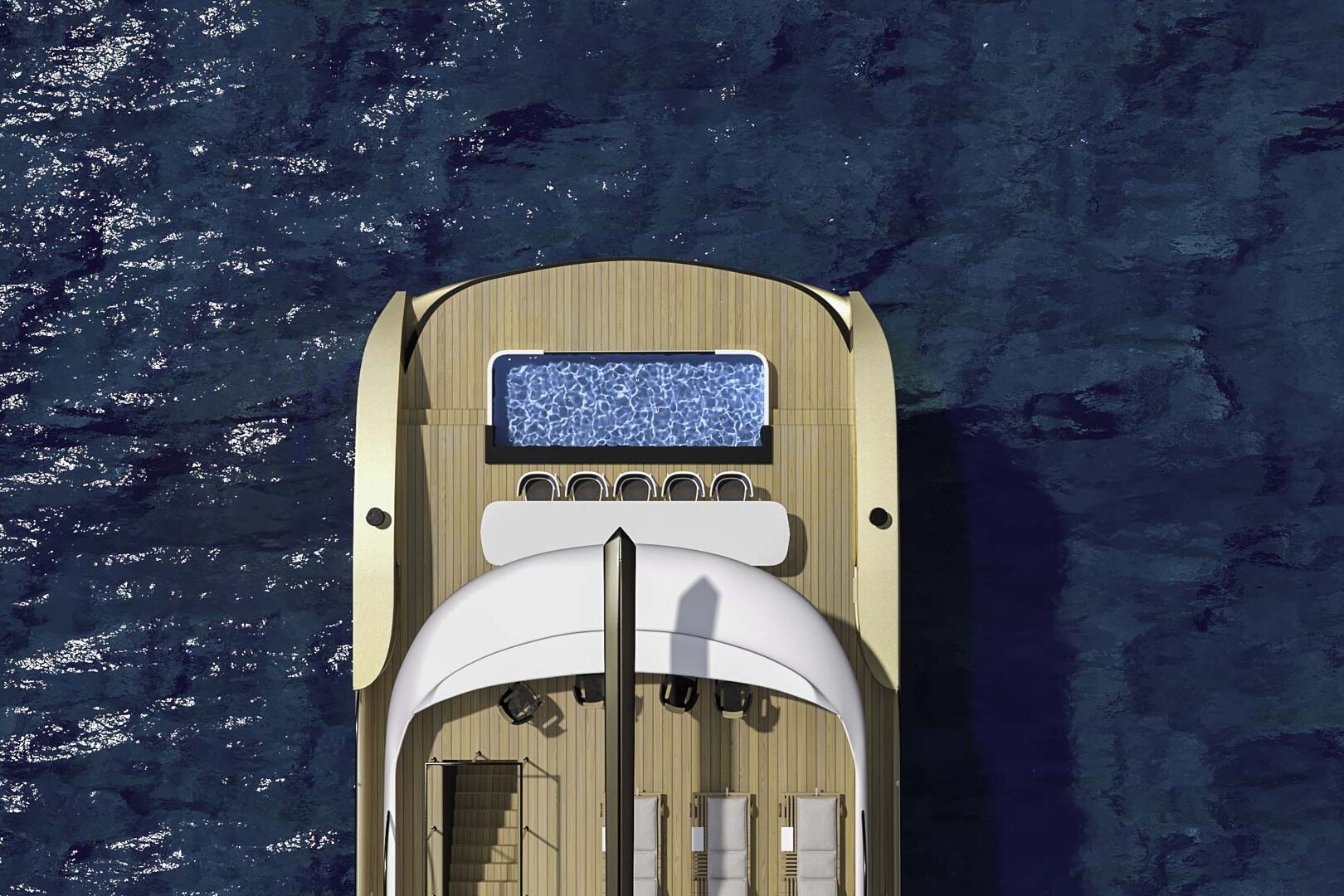Luxury sailing yacht Anetta aft seawater pool
