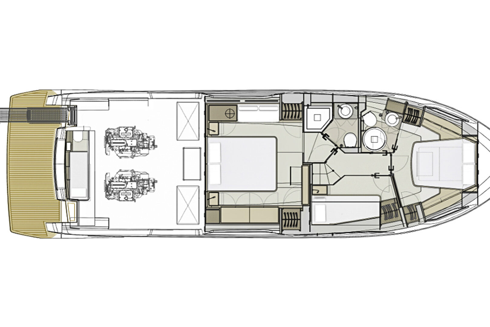 Ferretti Yachts 500 layout lower deck