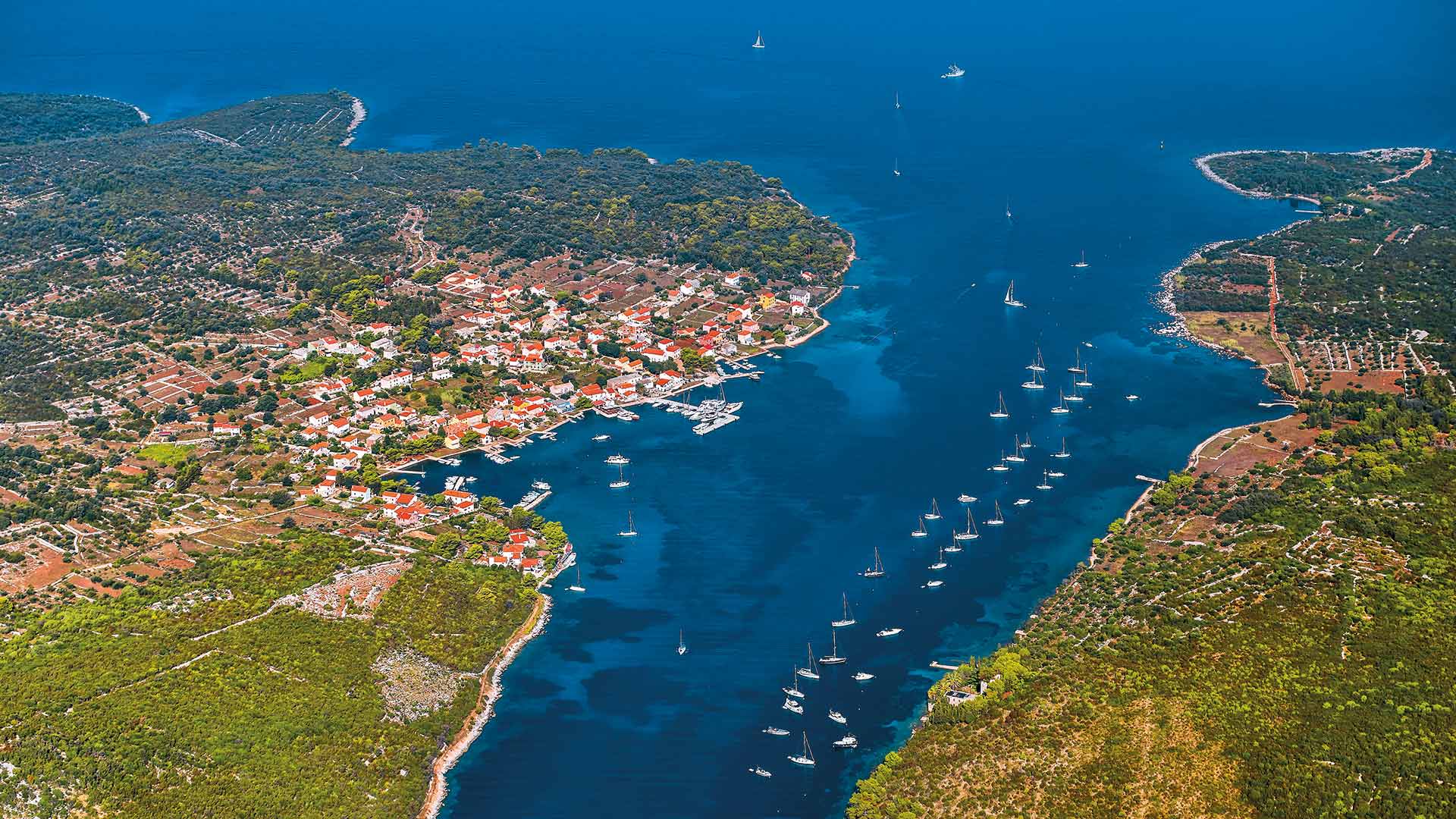 island of Ilovik, aerial view