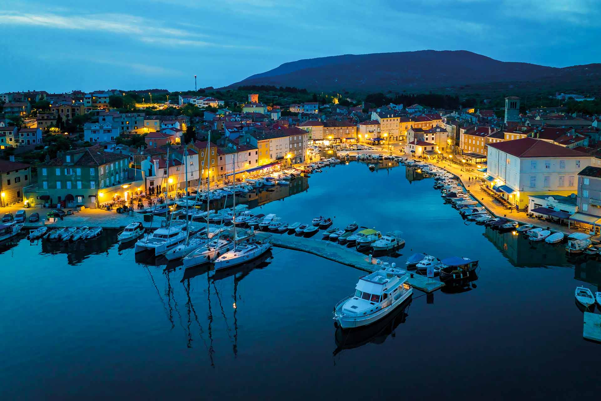 Cres town by night, northern adriatic