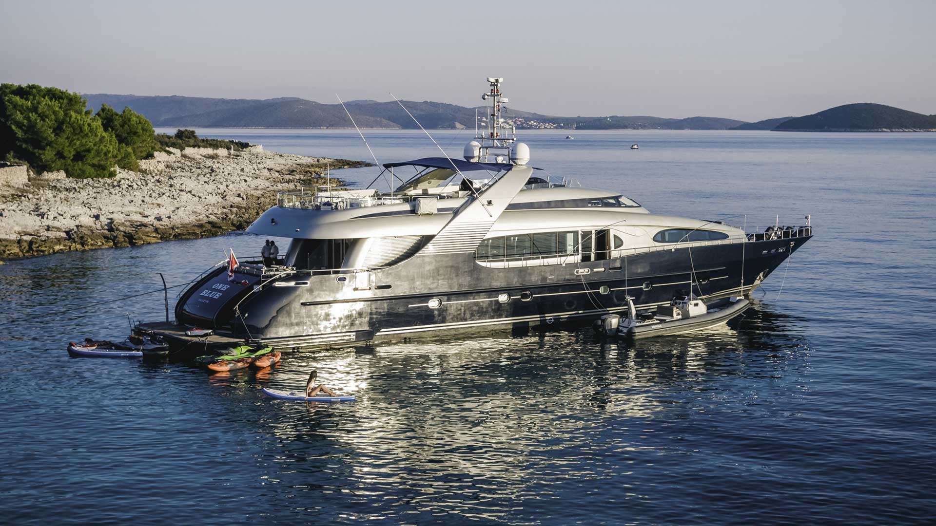 Luxury yacht ONE BLUE starboard