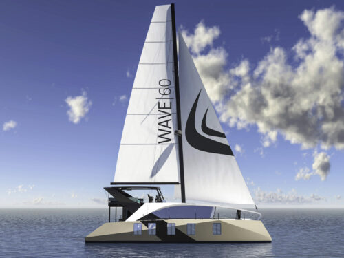 Luxury catamaran Wave 60 sailing