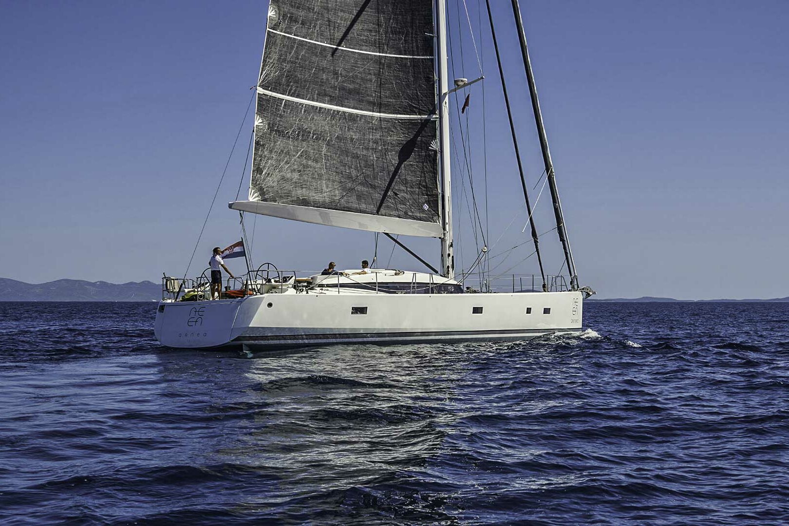 Luxury sailing yacht CNB 76 'Aenea' sailing view