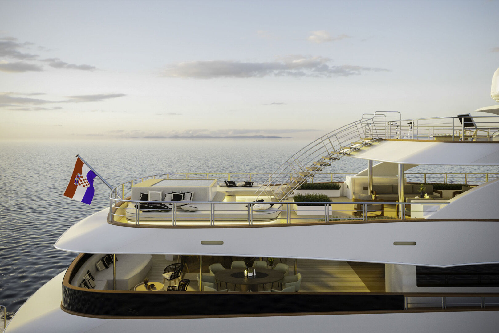 Luxury yachts Aetherna decks view