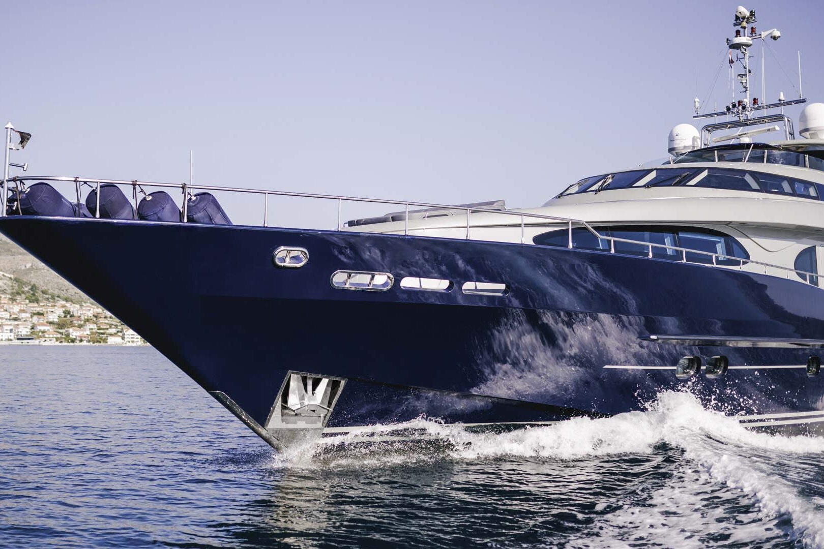 Luxury yacht ONE BLUE portside view