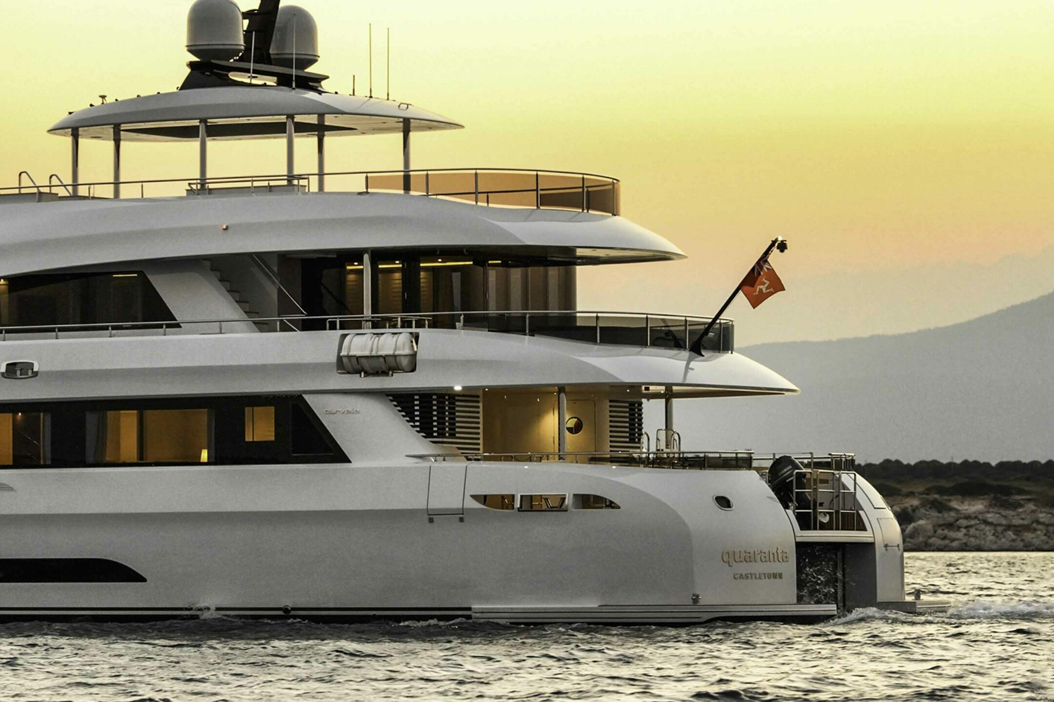 Luxury yacht QUARANTA portside view
