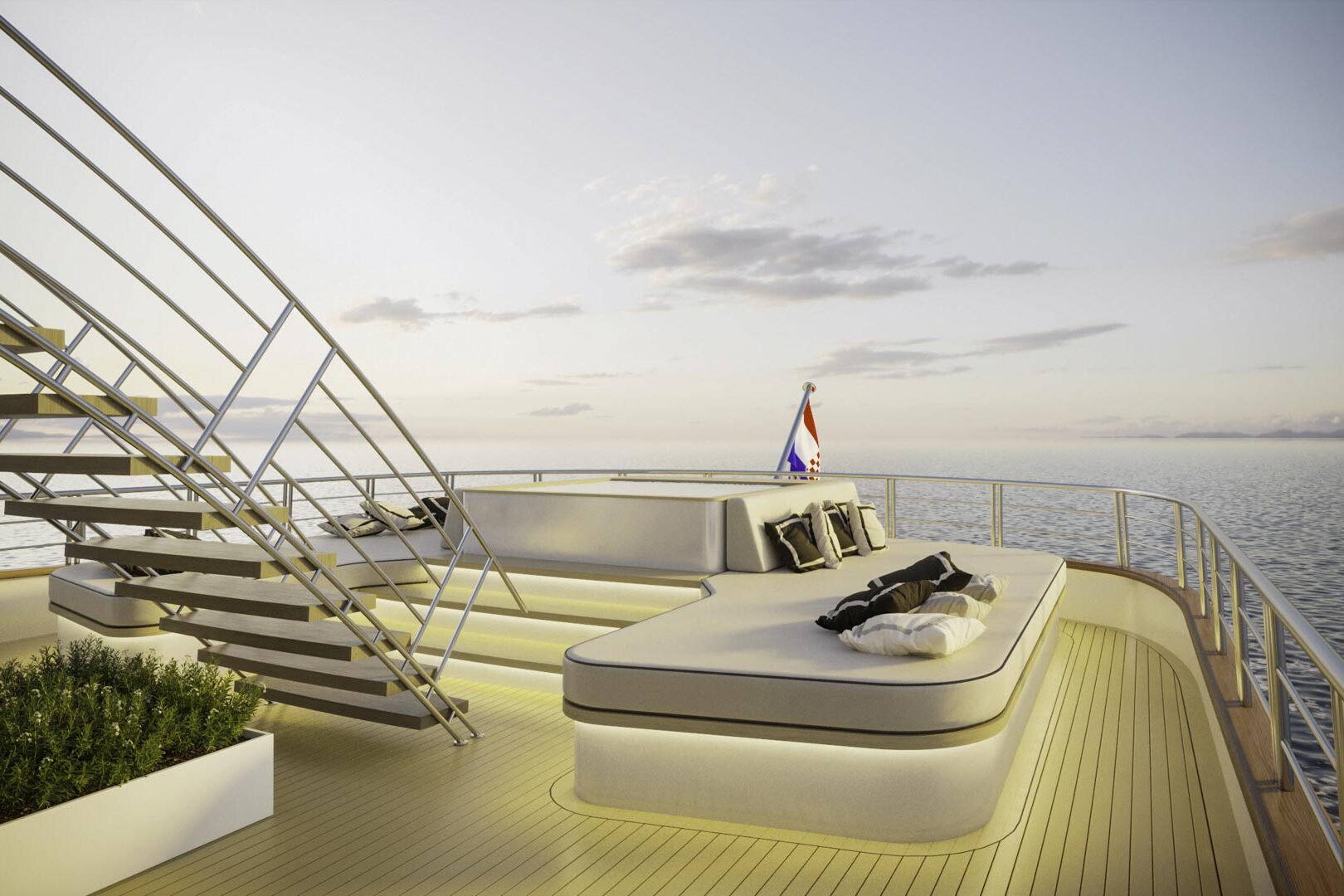 Luxury yachts Aetherna decks view 2. deck view