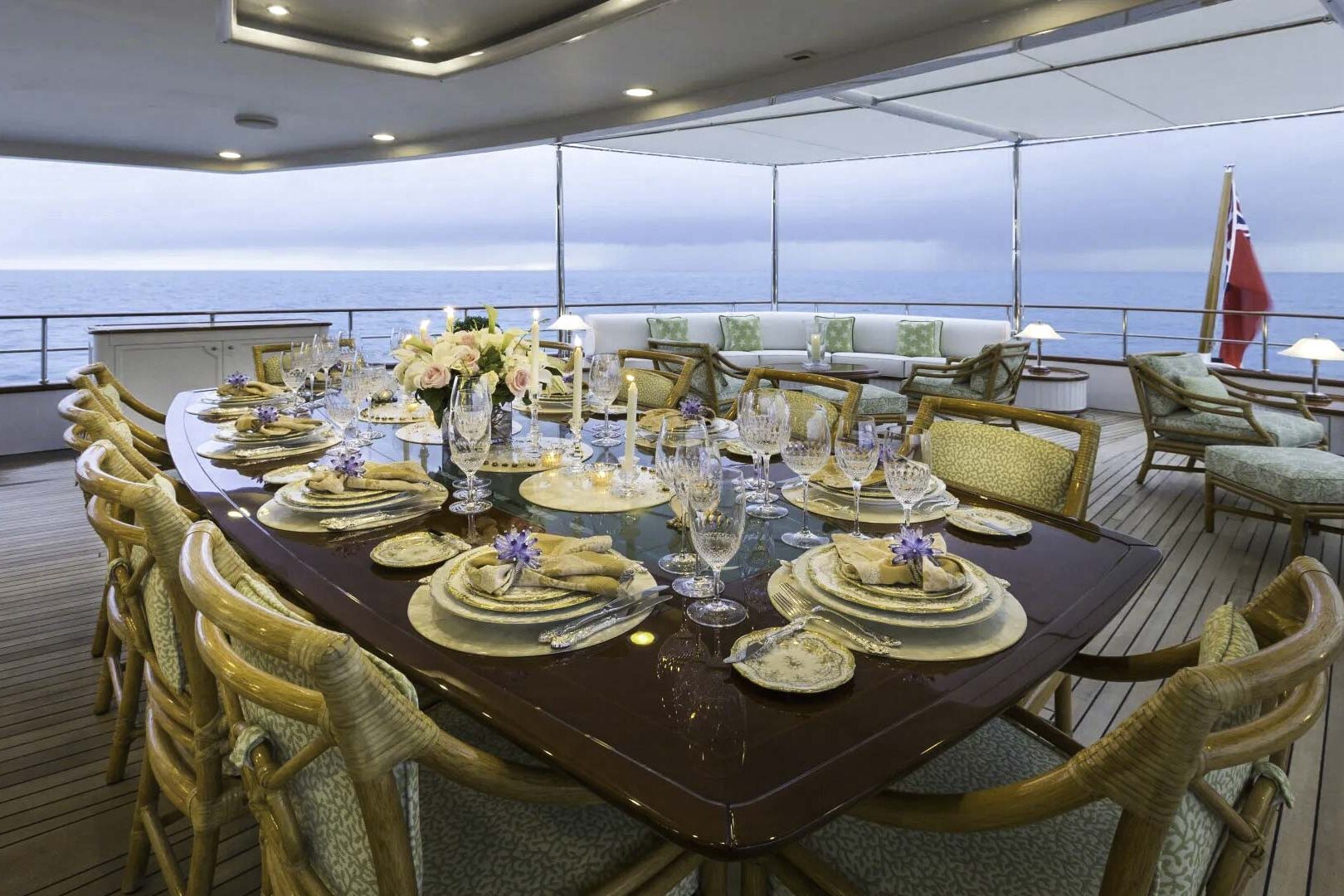 Luxury yacht Katharine deck dining