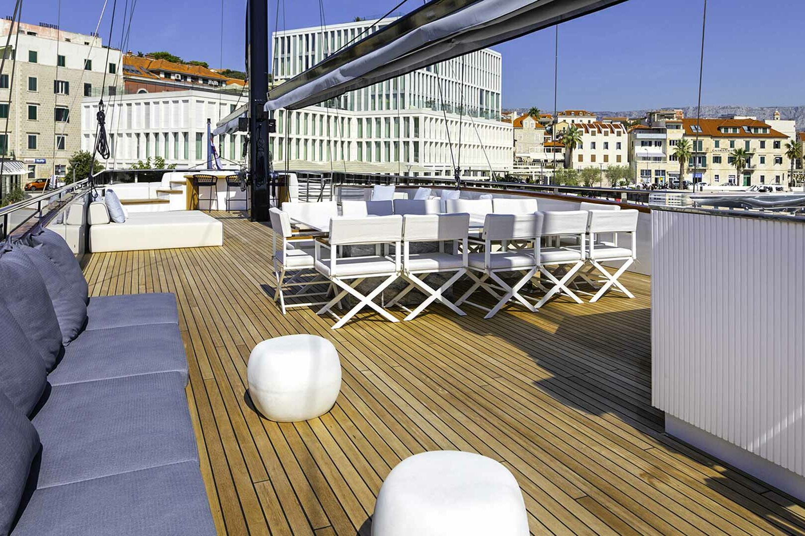 Luxury sailing yacht Scorpios deck full view