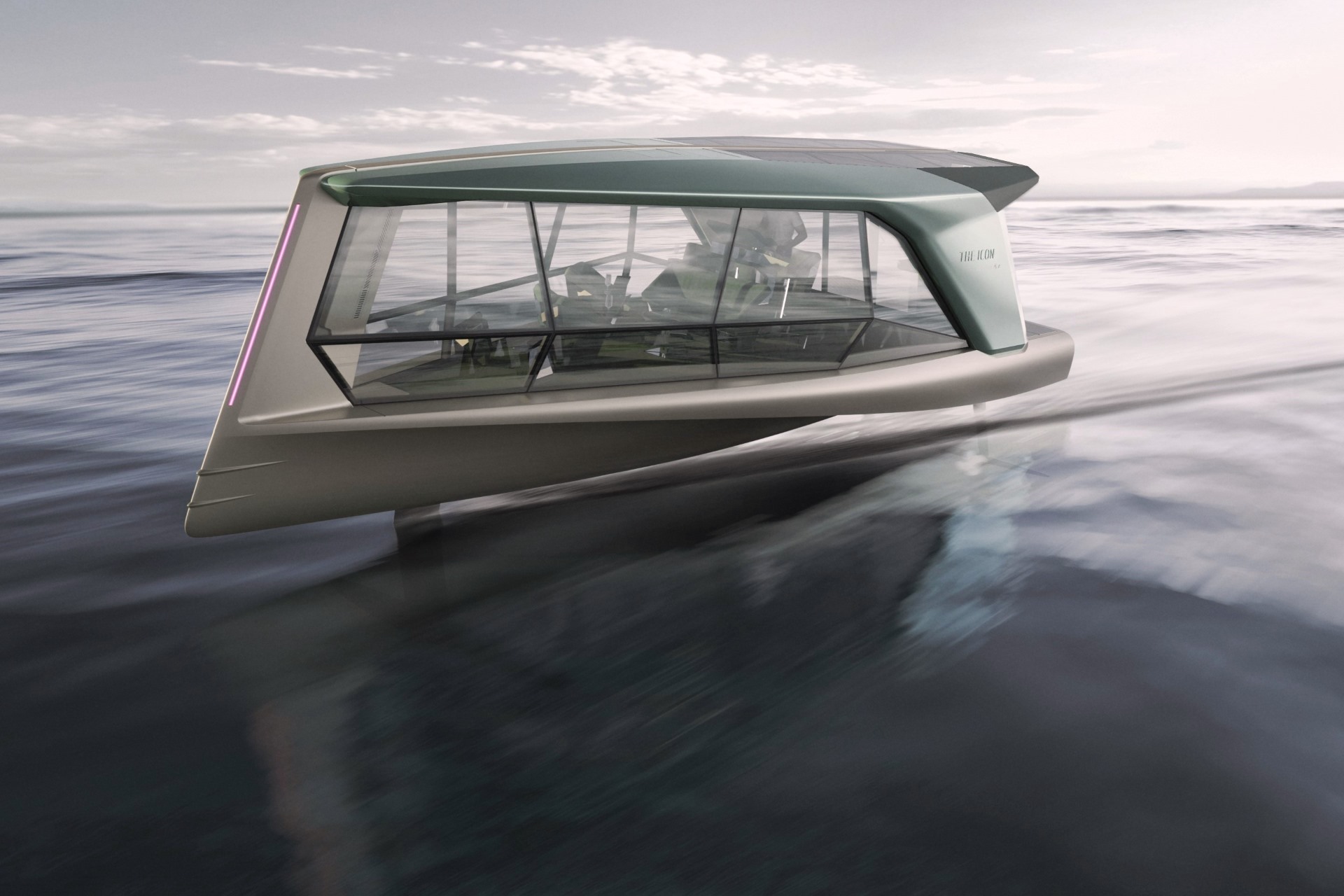 Futuristic boat Tyde Icon cruising