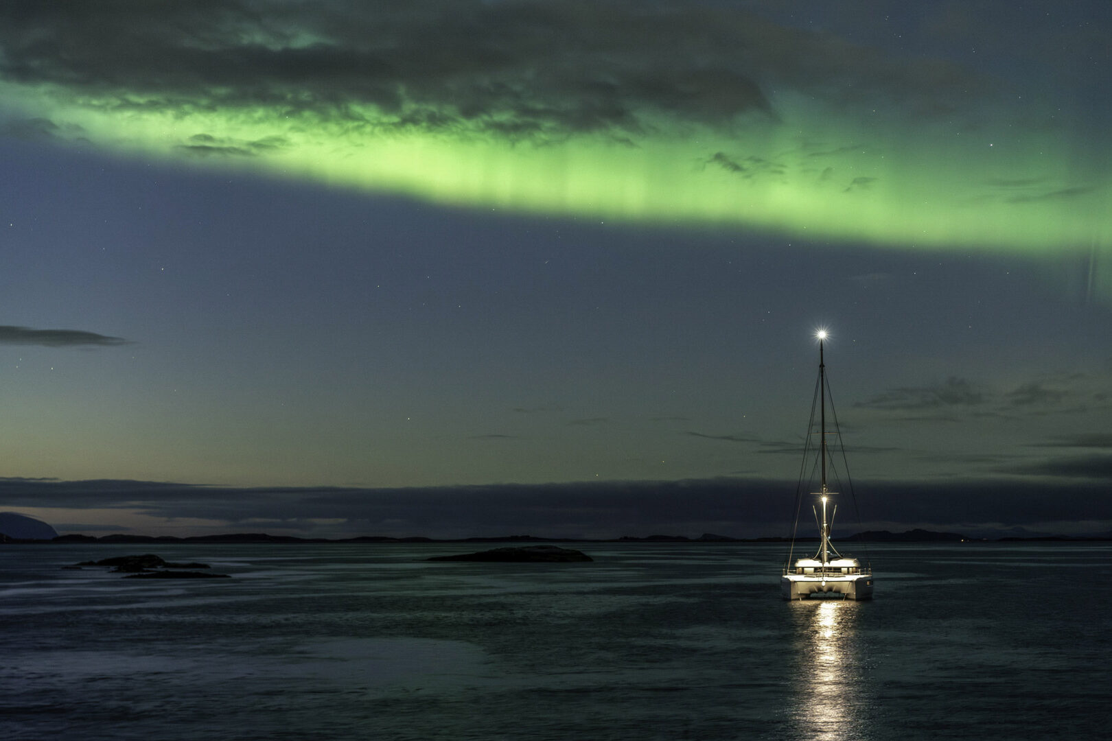 Luxury catamaran Lagoon 51 AURORA SAILING unforgettable Aurora Borealis experience