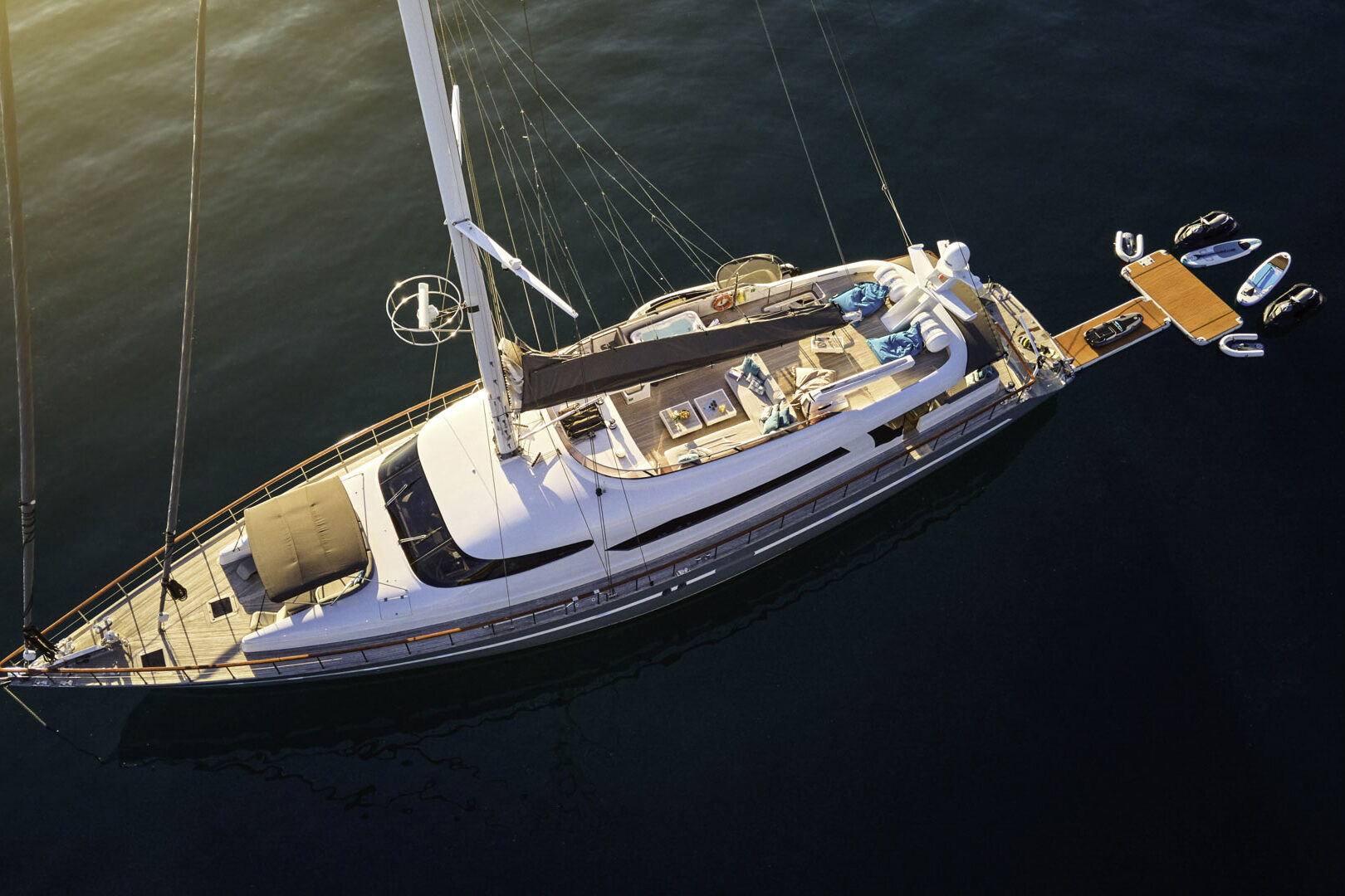 Luxury sailing yacht San Limi aereal view