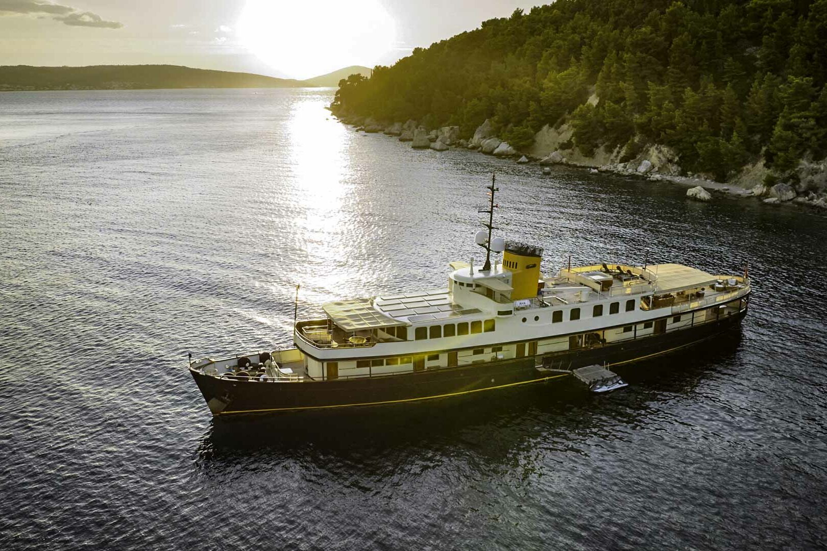 Luxury yacht Seagull II on anchor