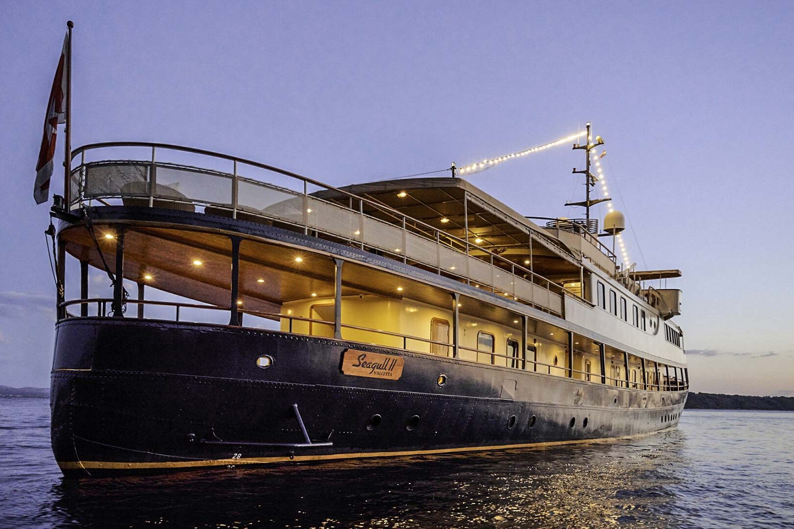 Luxury yacht Seagull II aft view