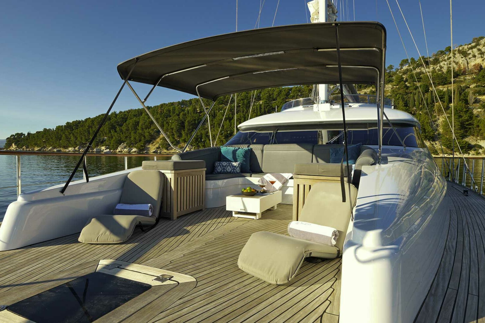 Luxury sailing yacht San Limi deck view