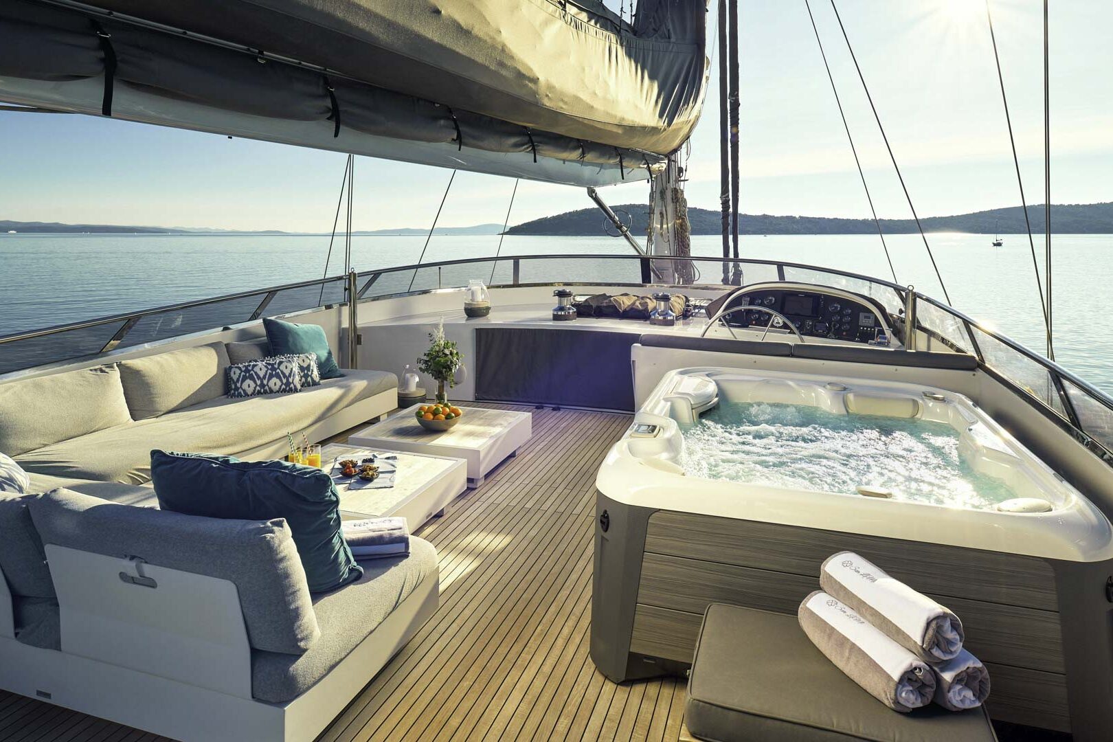 Luxury sailing yacht San Limi deck Jacuzzi