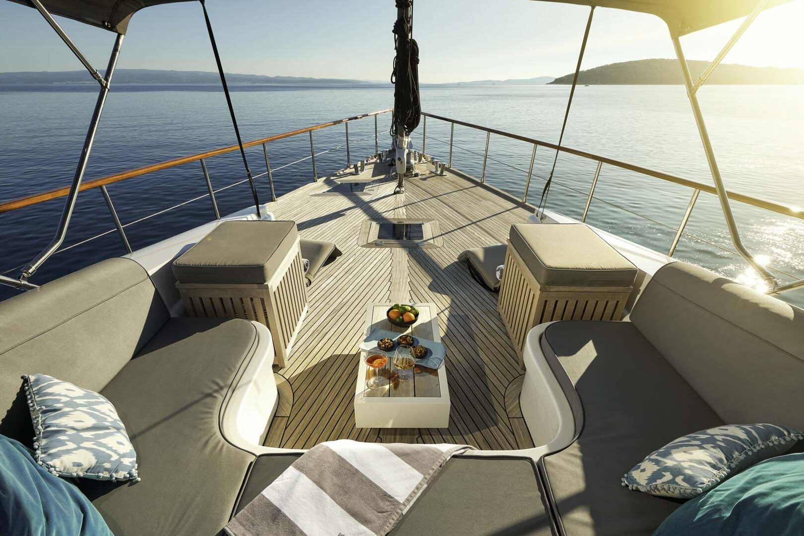 Luxury sailing yacht San Limi bow seating area