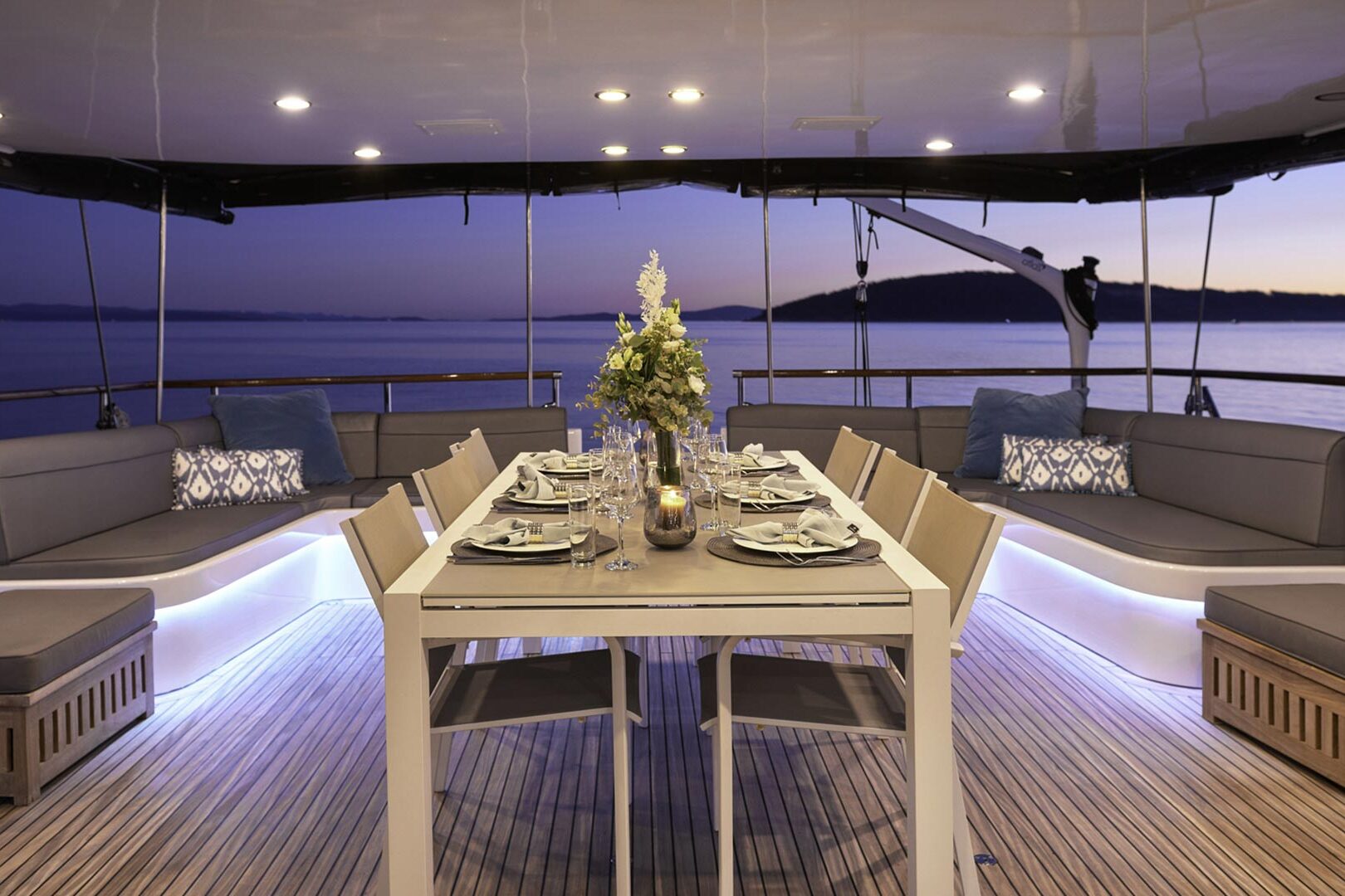 Luxury sailing yacht San Limi deck night mode