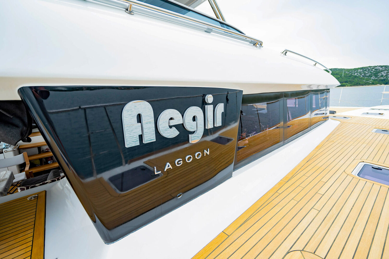 Luxury catamaran Lagoon Power 630 close view