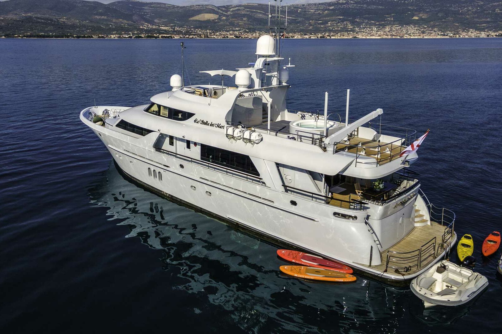 Luxury yacht La Stella dei Mari aft aereal view