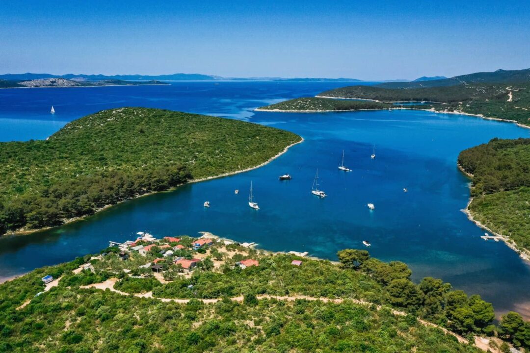 island of pašman, sailing boats at anchor