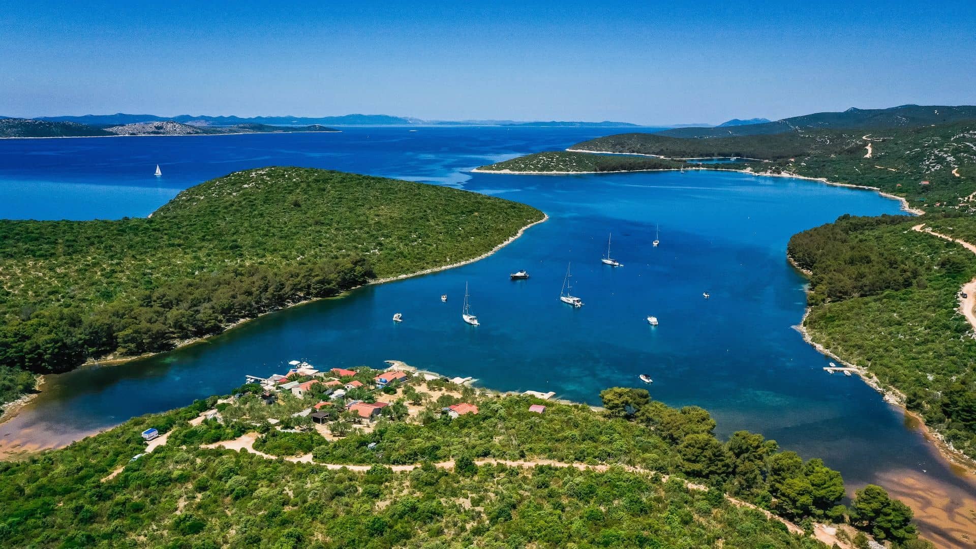 island of pašman, sailing boats at anchor