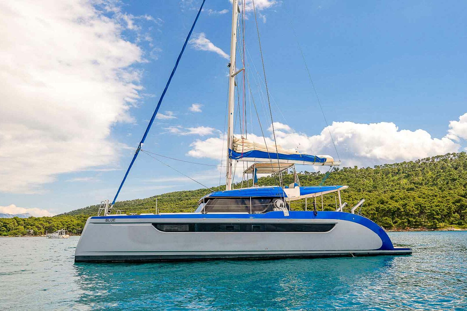 Luxury catamaran Luna 49 anchored