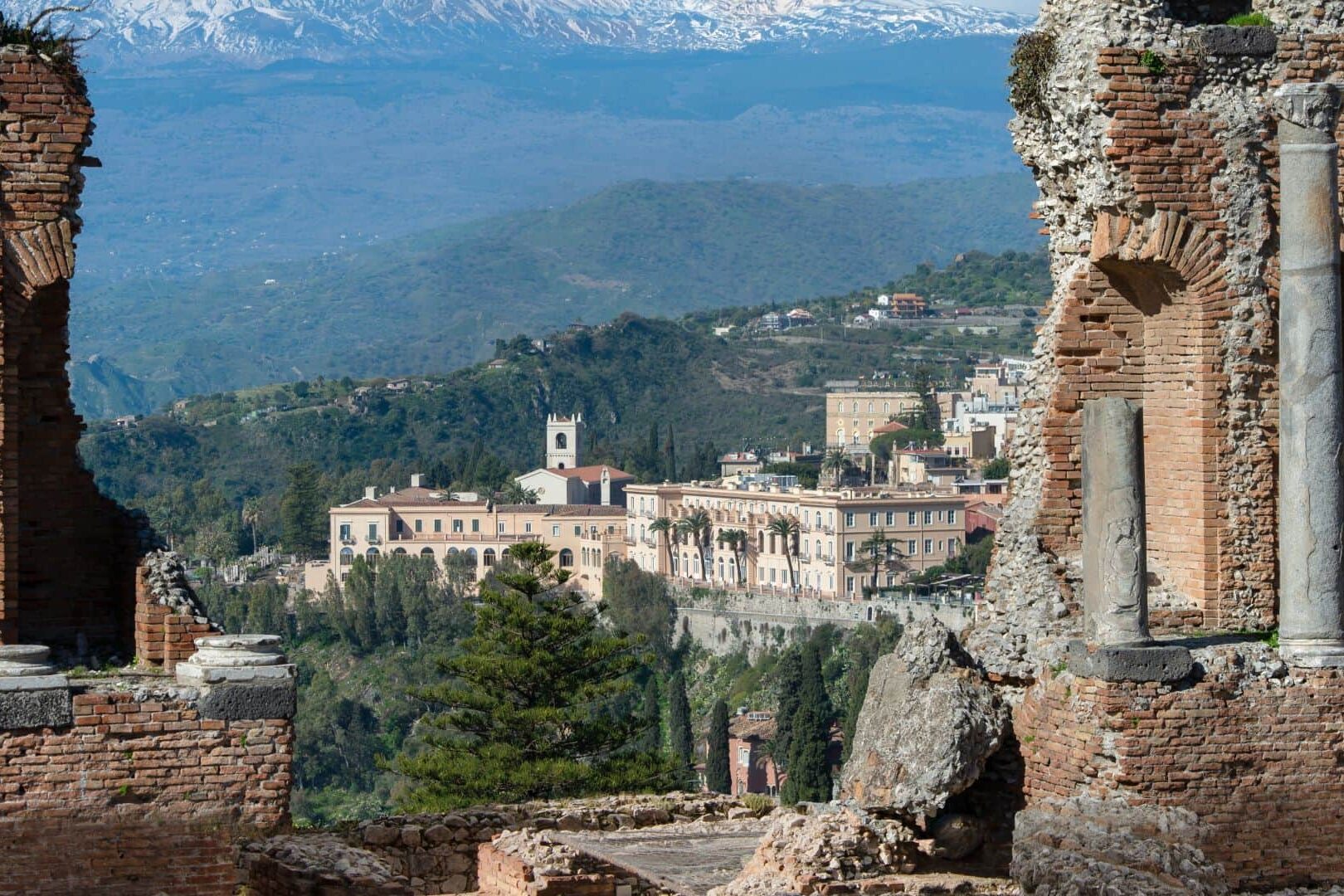 Exterior view of San Domenico Palace, a historic hotel in Taormina known for its role in The White Lotus